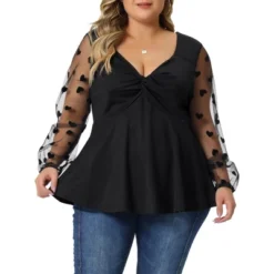 Agnes Orinda Women's Plus Size Heart Sheer Long Sleeve Mesh V Neck Peplum Blouse 11 Agnes Orinda Women's Plus Size Heart Sheer Long Sleeve Mesh V Neck Peplum Blouse -Dresses City Shop GUEST 3b5a2659 9c54 454b b8a7 eaa794427e7f