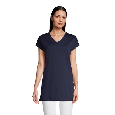Lands' End Women's Short Sleeve Supima Cotton Xlong Vneck Tunic 6 Lands' End Women's Short Sleeve Supima Cotton Xlong Vneck Tunic - Image 4