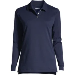 Lands' End School Uniform Women's Long Sleeve Interlock Polo Shirt -Dresses City Shop GUEST 3b8b131a d988 4959 a565 9f42ec624198