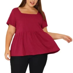Agnes Orinda Women's Plus Size Ribbed Peplum Babydoll Short Sleeve Summer Blouses 19 Agnes Orinda Women's Plus Size Ribbed Peplum Babydoll Short Sleeve Summer Blouses -Dresses City Shop GUEST 3bd0e43a 3822 424b abce 630e22a1b14f