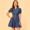 Allegra K Women's Chambray Puff Button Front Flare A-line Mini Shirt Dresses 2 Allegra K Women's Chambray Puff Button Front Flare A-line Mini Shirt Dresses -Dresses City Shop GUEST 3c369ab2 5d7c 4354 a550 c0c392e43152
