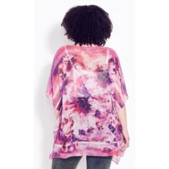 Women's Plus Size Watercolor Poncho - Purple Watercolor | AVENUE