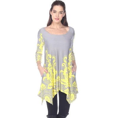 Women's Scoop Neck Printed Yanette Tunic Top - White Mark 12 Women's Scoop Neck Printed Yanette Tunic Top - White Mark - Image 10