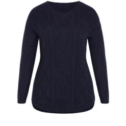 Women's Plus Size Carina Cable Sweater - Navy | AVENUE 11 Women's Plus Size Carina Cable Sweater - Navy | AVENUE -Dresses City Shop GUEST 426544c7 a6d9 42ed ad7a 7644533e1c69