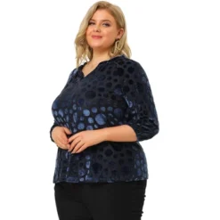 Agnes Orinda Women's Plus Size Velvet Semi Sheer Bishop Sleeve Polka Dots Elegant Blouses -Dresses City Shop GUEST 42d3490d 5cf2 4998 a4f4 e84e103dc1ac