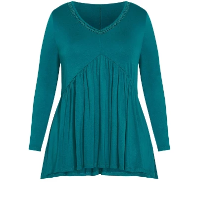 Women's Plus Size Abigail Top - Teal | AVENUE 4 Women's Plus Size Abigail Top - Teal | AVENUE - Image 2
