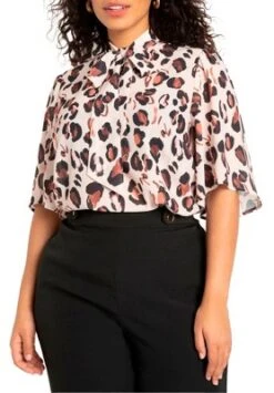 ELOQUII Women’s Plus Size Bow Blouse With Flutter Sleeve -Dresses City Shop GUEST 4684ec1e e483 4cb4 a6f3 cca20890308d