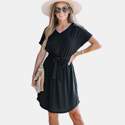 Women's V-Neck Short Sleeve Mini Dress - Cupshe 9 Women's V-Neck Short Sleeve Mini Dress - Cupshe - Image 7
