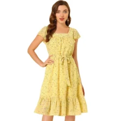 Allegra K Women's Floral Chiffon Flutter Sleeve Belted Square Neck Ruffled Hem Dress 35 Allegra K Women's Floral Chiffon Flutter Sleeve Belted Square Neck Ruffled Hem Dress -Dresses City Shop GUEST 477b5b2a b196 4563 84cc c66123e8cc1f