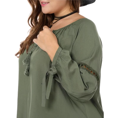 Agnes Orinda Women's Plus Size Long Sleeve Tie Winter Trendy Basic Tunic Blouse 7 Agnes Orinda Women's Plus Size Long Sleeve Tie Winter Trendy Basic Tunic Blouse - Image 5