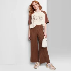 Women's Ascot + Hart Wide Leg Graphic Knit Pants - Brown -Dresses City Shop GUEST 4bd168f1 b6a5 4f39 a1b4 b831649a1ec1