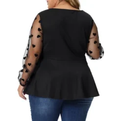 Agnes Orinda Women's Plus Size Heart Sheer Long Sleeve Mesh V Neck Peplum Blouse 9 Agnes Orinda Women's Plus Size Heart Sheer Long Sleeve Mesh V Neck Peplum Blouse -Dresses City Shop GUEST 4c4f5741 da30 47c3 b8f1 ba05b5266eee