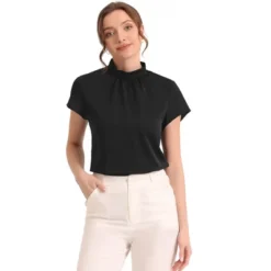 Allegra K Women's Mock Neck Pleated Elegant Office Solid Cap Sleeve Blouse 13 Allegra K Women's Mock Neck Pleated Elegant Office Solid Cap Sleeve Blouse -Dresses City Shop GUEST 4c531acc 7ca3 4125 aa4d 581ba4eb6ab0