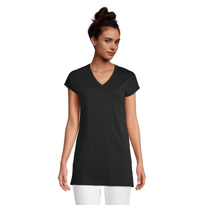 Lands' End Women's Short Sleeve Supima Cotton Xlong Vneck Tunic 5 Lands' End Women's Short Sleeve Supima Cotton Xlong Vneck Tunic - Image 3