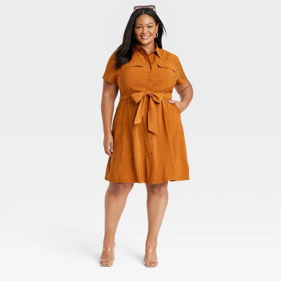 Women's Utility Short Sleeve Button-Down Shirtdress - Ava & Viv™ 4 Women's Utility Short Sleeve Button-Down Shirtdress - Ava & Viv™ - Image 2