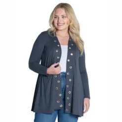 Womens Plus Size Long Sleeve Mid Thigh Open Front Cardigan -Dresses City Shop GUEST 56cc85a1 79ba 491b a84c 0c80d71b831f