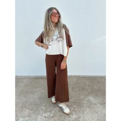 Women's Ascot + Hart Wide Leg Graphic Knit Pants - Brown -Dresses City Shop GUEST 579bb12b 0398 457b 83c8 34a7f47bfd35