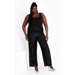 Women's Plus Size Avery Sequin Pant - Black | CITY CHIC