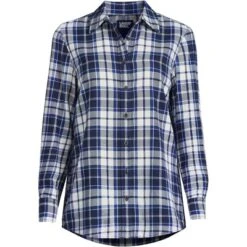 Lands' End Women's Tall Flannel Boyfriend Fit Long Sleeve Shirt -Dresses City Shop GUEST 59593612 ae92 46dd 88e9 8ad71dbd1d8e