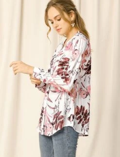 Allegra K Women's Floral Loose Tops V Neck Long Sleeve Button-Up Blouse 14 Allegra K Women's Floral Loose Tops V Neck Long Sleeve Button-Up Blouse -Dresses City Shop GUEST 59bc10f0 5427 4ab2 8d8d 40400fb7e5b3