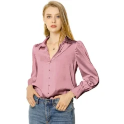 Allegra K Women's Satin Puff Sleeve Point Collar Vintage Button Up Shirt 39 Allegra K Women's Satin Puff Sleeve Point Collar Vintage Button Up Shirt -Dresses City Shop GUEST 5bf92e86 5815 4c23 bb83 49733300460f