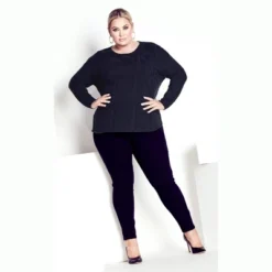 Women's Plus Size Carina Cable Sweater - Navy | AVENUE