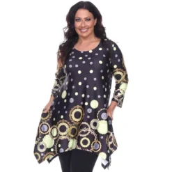 Women's Plus Size 3/4 Sleeve Printed Erie Tunic Top With Pockets - White Mark -Dresses City Shop GUEST 5e4267dd 5a50 4d55 9a76 e483bdaea3b1