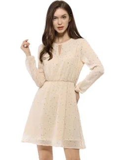 Allegra K Women's Choker V Neck Vintage Flared Gilding Metallic Shiny Star A-Line Dress 33 Allegra K Women's Choker V Neck Vintage Flared Gilding Metallic Shiny Star A-Line Dress -Dresses City Shop GUEST 5ea8046e 0639 4a04 b53b c1cde16f3391