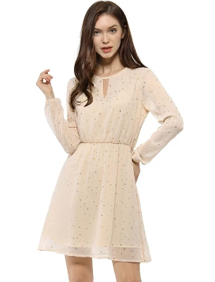 Allegra K Women's Choker V Neck Vintage Flared Gilding Metallic Shiny Star A-Line Dress 14 Allegra K Women's Choker V Neck Vintage Flared Gilding Metallic Shiny Star A-Line Dress - Image 12