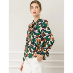 Allegra K Women's Floral Tie V Neck Blouse Chiffon Ruffle Trumpet Sleeve Shirt 15 Allegra K Women's Floral Tie V Neck Blouse Chiffon Ruffle Trumpet Sleeve Shirt -Dresses City Shop GUEST 607240cf 757a 4f7f abe6 b01f71b39426