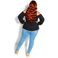 Women's Plus Size Natalia Top - Black | CITY CHIC