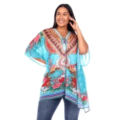Plus Size Short Caftan With Tie-up Neckline - One Size Fits Most Plus - White Mark 17 Plus Size Short Caftan With Tie-up Neckline - One Size Fits Most Plus - White Mark -Dresses City Shop GUEST 6293bb2b 28b8 41d1 9cf9 009d76a090fd