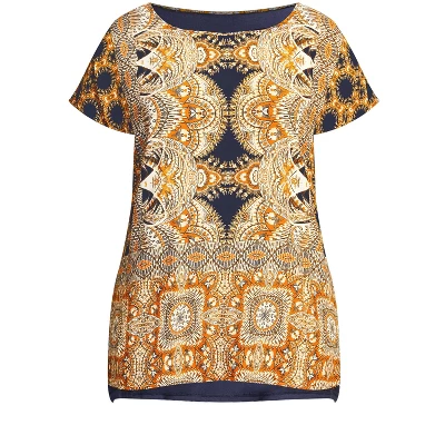 Women's Plus Size Mixed Media Border Top - Sundaze Border | AVENUE 4 Women's Plus Size Mixed Media Border Top - Sundaze Border | AVENUE - Image 2