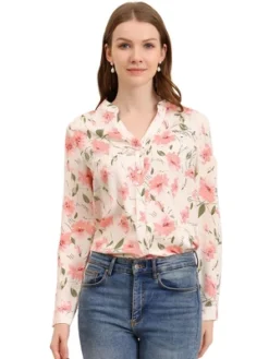 Allegra K Women's Floral Loose Tops V Neck Long Sleeve Button-Up Blouse 20 Allegra K Women's Floral Loose Tops V Neck Long Sleeve Button-Up Blouse -Dresses City Shop GUEST 62d264ba 5de3 4230 8084 d699e628ab19