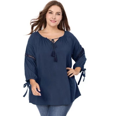Agnes Orinda Women's Plus Size Long Sleeve Tie Winter Trendy Basic Tunic Blouse 14 Agnes Orinda Women's Plus Size Long Sleeve Tie Winter Trendy Basic Tunic Blouse - Image 12
