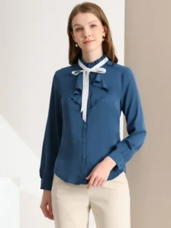 Allegra K Women's Work Office Top Blouse Ruffle Neck Long Sleeve Ribbon Button Down Blouses 10 Allegra K Women's Work Office Top Blouse Ruffle Neck Long Sleeve Ribbon Button Down Blouses -Dresses City Shop GUEST 67795241 92a5 4f00 b7df fbbc12ba65cb