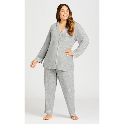 Women's Plus Size Hacci Sleep Pant - Gray | AVENUE 9 Women's Plus Size Hacci Sleep Pant - Gray | AVENUE - Image 7