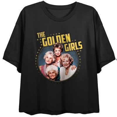 Golden Girls Group Shot Juniors' Black Graphic Cropped Tee 3 Golden Girls Group Shot Juniors' Black Graphic Cropped Tee