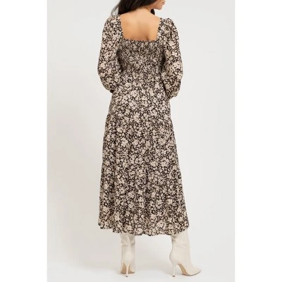 August Sky Women's Floral Long Sleeve Smocked Midi Dress 3 August Sky Women's Floral Long Sleeve Smocked Midi Dress