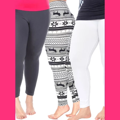 Women's Pack Of 3 Plus Size Leggings - One Size Fits Most Plus - White Mark 8 Women's Pack Of 3 Plus Size Leggings - One Size Fits Most Plus - White Mark - Image 6