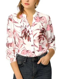 Allegra K Women's Floral Loose Tops V Neck Long Sleeve Button-Up Blouse 17 Allegra K Women's Floral Loose Tops V Neck Long Sleeve Button-Up Blouse -Dresses City Shop GUEST 6b69423d b244 4592 b5da ba5c3bee6ddd