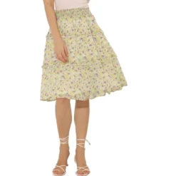 Allegra K Women's Floral Print Smocked Elastic Waist Knee Length Flowy Tiered Ruffle Skirt 33 Allegra K Women's Floral Print Smocked Elastic Waist Knee Length Flowy Tiered Ruffle Skirt -Dresses City Shop GUEST 6c4c7c0e 935c 4458 8eb6 28aeff1c65e4
