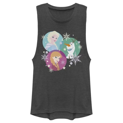 Junior's Frozen Character Snowflakes Festival Muscle Tee 4 Junior's Frozen Character Snowflakes Festival Muscle Tee - Image 2