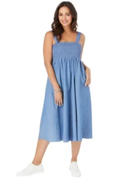 Jessica London Women’s Plus Size Lite Denim Midi Dress