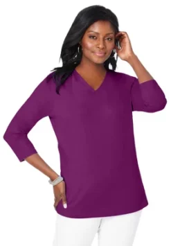 Jessica London Women’s Plus Size V-Neck Tee 31 Jessica London Women’s Plus Size V-Neck Tee -Dresses City Shop GUEST 6e68aeb8 4f3b 4223 a415 4e5e5fc575d3