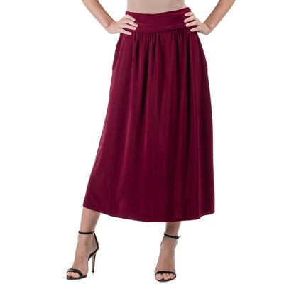 24seven Comfort Apparel Womens Foldover Maxi Skirt With Pockets 9 24seven Comfort Apparel Womens Foldover Maxi Skirt With Pockets - Image 7