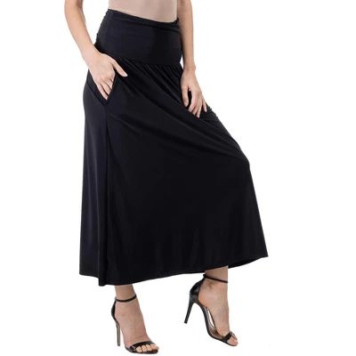 24seven Comfort Apparel Womens Foldover Maxi Skirt With Pockets 3 24seven Comfort Apparel Womens Foldover Maxi Skirt With Pockets