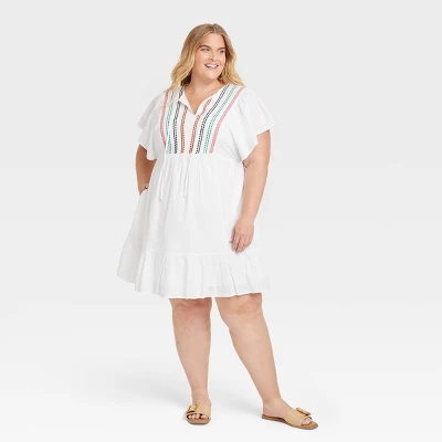 Women's Kimono Short Sleeve A-Line Dress - Knox Rose™ White 5 Women's Kimono Short Sleeve A-Line Dress - Knox Rose™ White - Image 3