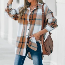 Women's Long Sleeve Plaid Oversized Shirt - Cupshe