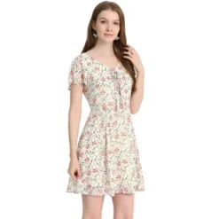 Allegra K Women's Floral Printed Spring Summer Flare Short Sleeve Lace-up V Neck Chiffon Dress 30 Allegra K Women's Floral Printed Spring Summer Flare Short Sleeve Lace-up V Neck Chiffon Dress -Dresses City Shop GUEST 744dbc92 9c23 4b76 beb8 0d80382b9e95